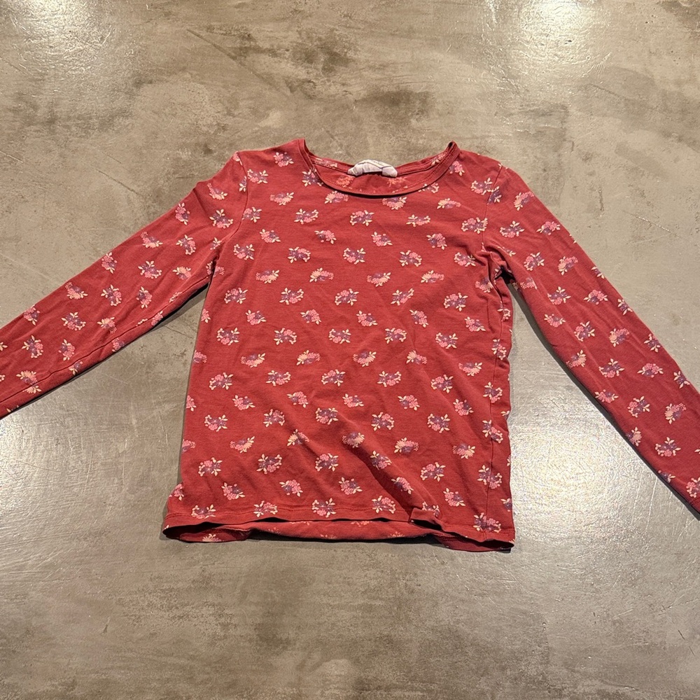 H&M Red Floral Long Sleeve Tee